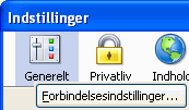 Klik på Forbindelsesindstillinger Klik på Forbindelsesindstillinger