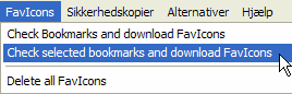 Hent favicons Menu til at hente favicons