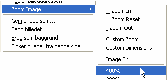 Zoom-menuen