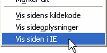 Vis siden i Internet Explorer Menu til at få vist siden i Internet Explorer