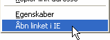Åbn linket i Internet Explorer Menu til at åbne et link i Internet Explorer