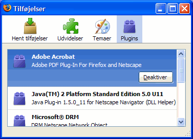 Håndtér plug-ins Håndtér plug-ins