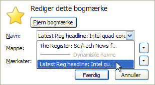 Vælg det dynamiske navn Vælg det dynamiske navn