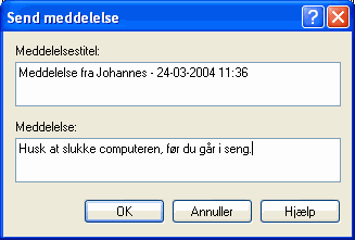 Send meddelelse Vindue til at skrive en meddelelse