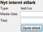 Opret internt stilark Css-editor