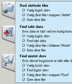 Vælg gendannelsesmetode Vælg gendannelsesmetode