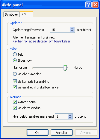 Indstillinger for aktievisning