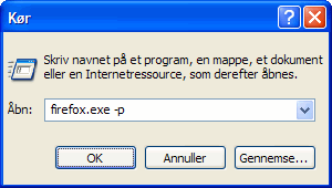 Start profilmanageren via Kør
