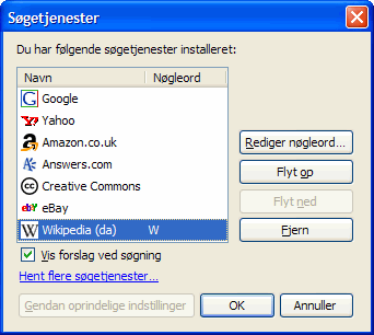 Håndtér søgetjenester