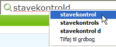 Ret stavefejl, eller tilføj ordet til ordbogen