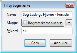 Egenskaber for et bogmærke