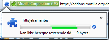 En dialogboks åbnes ved adresselinjen, og viser dig downloadstatus