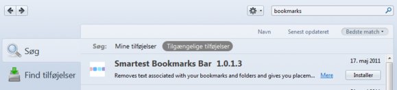 Du kan installere direkte fra listen med søgeresultater