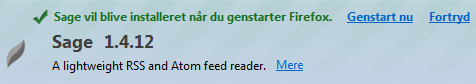 Udvidelsen installeres, når Firefox genstartes