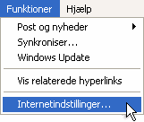 Menu til at åbne indstillingsvinduet