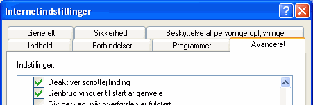 Avancerede indstillinger