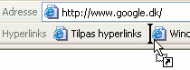 Placering af genvej på hyperlinkslinjen