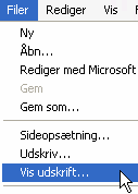 Menu til at vise udskrift