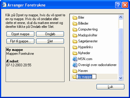 Vinduet Arranger foretrukne