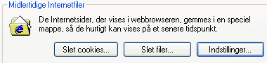 Knap til at slette midlertidige internetfiler