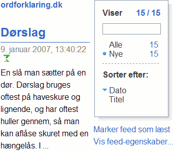 Overskrift og resume på feedsiden