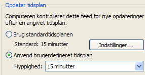 Angiv opdateringshyppighed