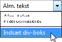 Vælg Indsæt div-boks