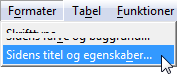Menu til at åbne sideegenskaber