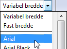 Rullemenu med skrifttyper