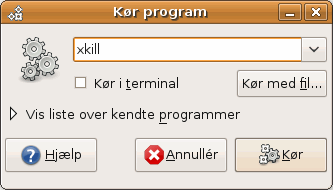 Start xkill til at lukke hængende program