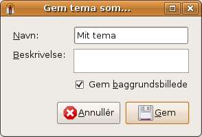 Gem det tilpassede tema