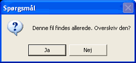 Overskriv eksisterende backup?