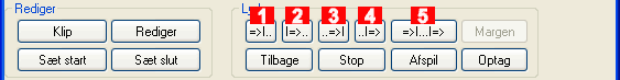 Programmets redigeringsknapper