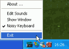 Menu til at afslutte Noisy Keyboard