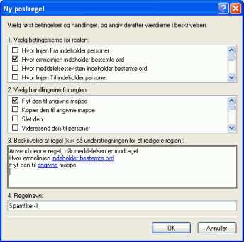 Dialogboksen Ny postregel