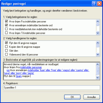 Postregel-vinduet, hvor du kan tilføje endnu et kriterie