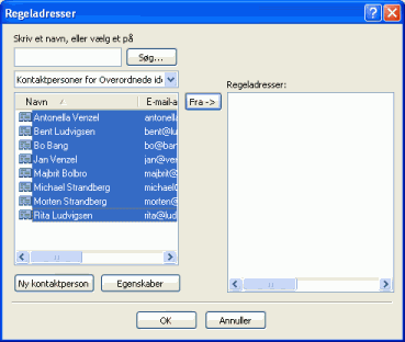 Dialogboksen Regeladresser