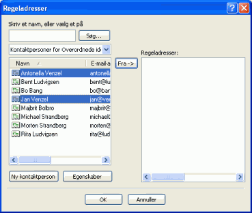 Dialogboksen Regeladresser