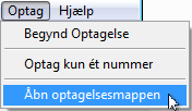 Åbn optagelsesmappen Åbn optagelsesmappen