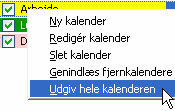 Menu til at udgive kalender