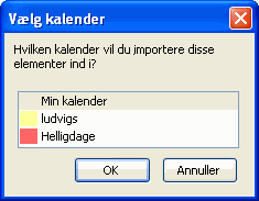 Importer i eksisterende kalender