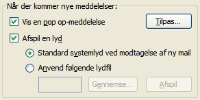 Besked om nye mails