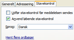 Indstillinger for stavekontrol