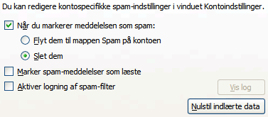 Spamindstillinger